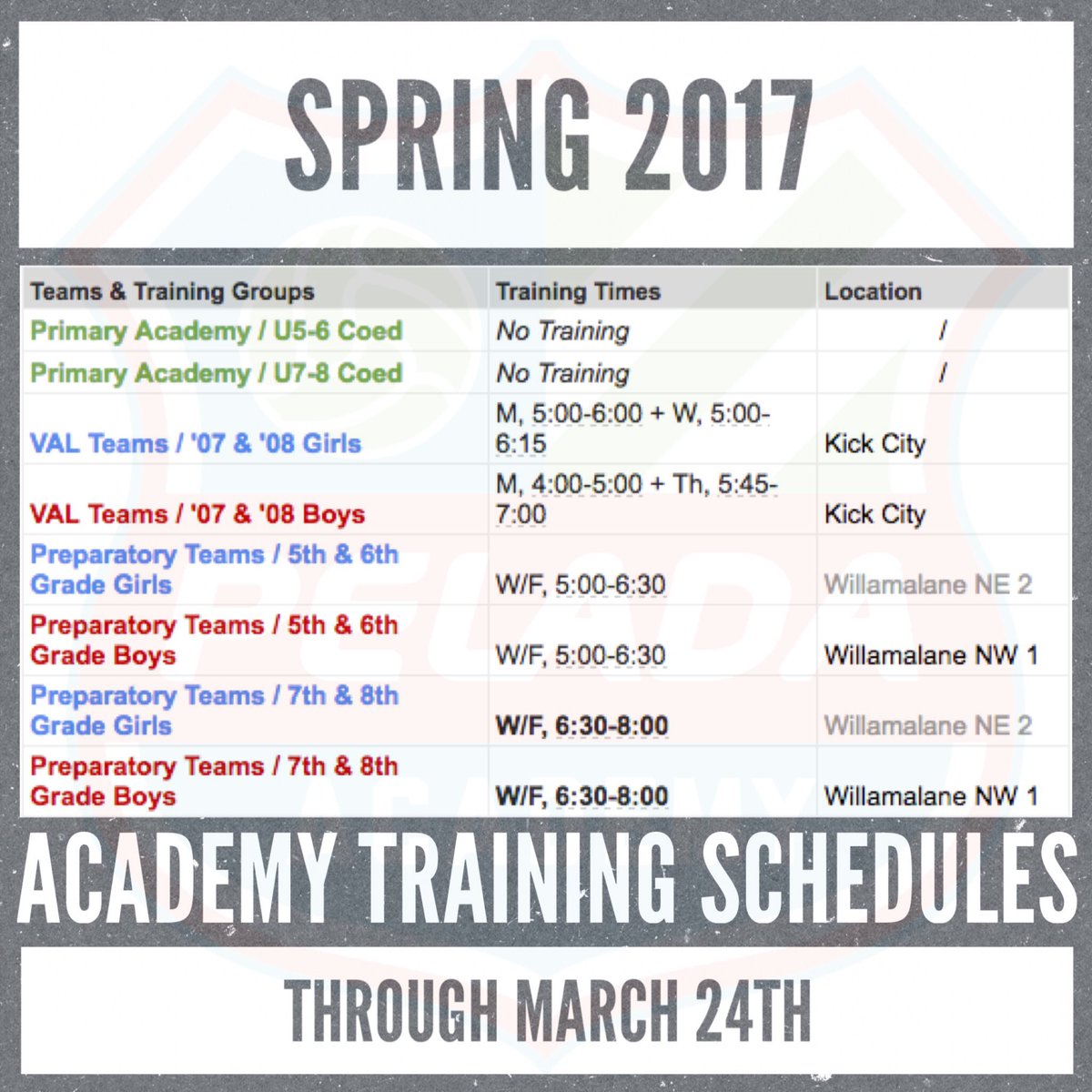 pelada_fa's tweet image. SPRING 2017 ⚽️
•
For more info about training schedules, check out the link down below 👇🏼 👇🏼

peladafootballacademy.org/teams-schedule…
