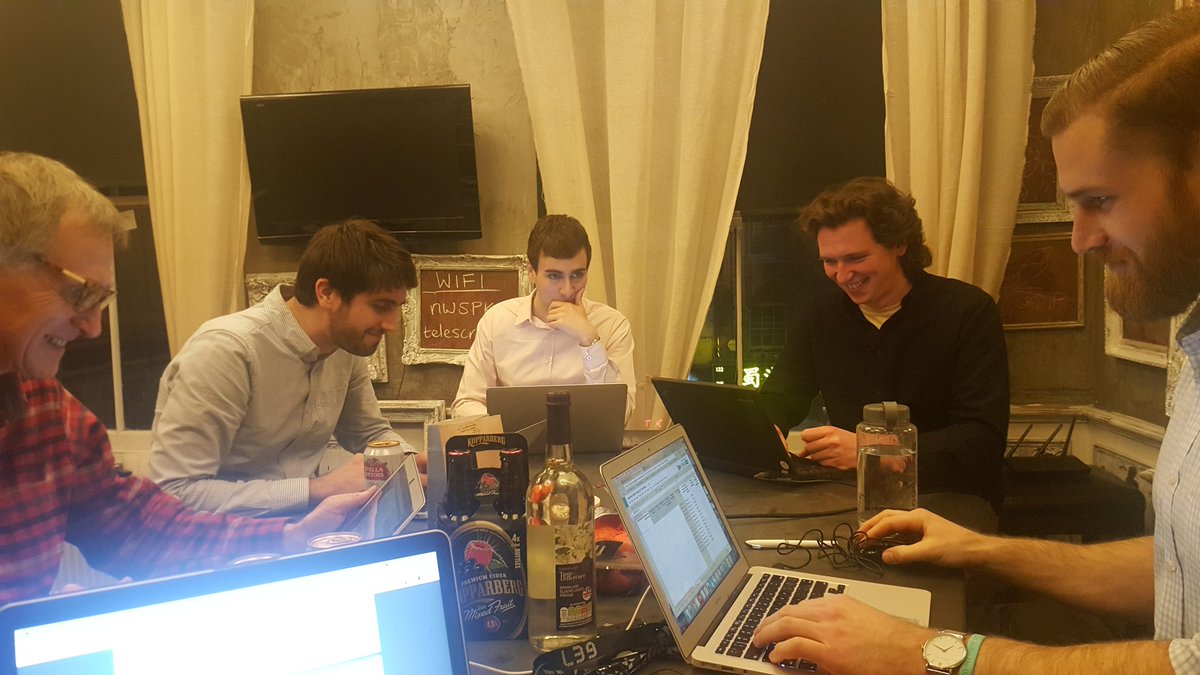 opencorporates's tweet photo. #FlashHacks at @nwspk. Pizza, investigations and beer. What's not to like? #opendata https://t.co/q5GU10Bv3n