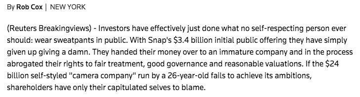 Kantrowitz's tweet photo. Holy shit. This Reuters lede. https://t.co/faXNMoJa5I $SNAP https://t.co/0DmobEhUwq