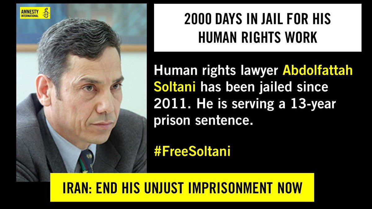 darya1394's tweet photo. 2 March marks #2000Days that human rights lawyer Abdolfattah Soltani has been in jail. Join our #FreeSoltani Twitter Storm @8pm Tehran time https://t.co/sXHmjMsWIv