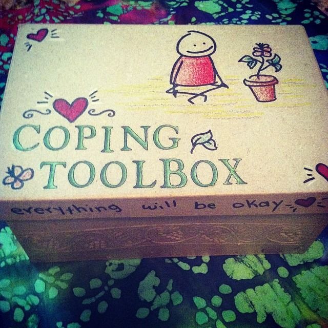 Create a #CopingSkills Toolbox, decorate it, write down things that help you #cope when you're feeling overwhelmed/stressed/sad #mymTips