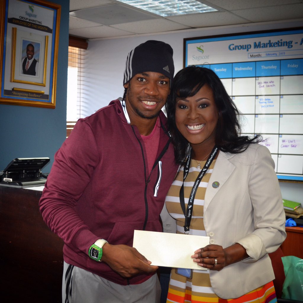 SagicorJa's tweet photo. #TBT Throwback to last week when @YohanBlake came in to personally hand over his donation to our #SigmaRun2017 beneficiaries ! https://t.co/iWArr0URY7