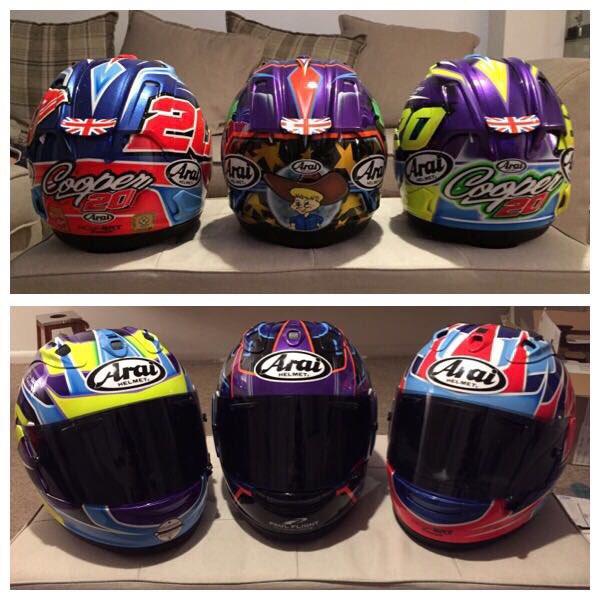 racercoops's tweet photo. The helmet fleet for 2017 thanks to @WhyArai and @RichartConcepts which one do you like guys?! https://t.co/hVlhmheeaj