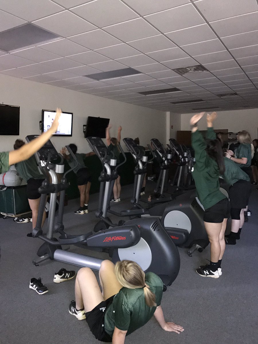 TU_StrengthDept's tweet photo. After 4 games in 2 days @NightHawksJVSof is doing some @SarahBethYoga to help recover before their APRE back squats on Friday! #dingerz https://t.co/jvR8nkPVQe