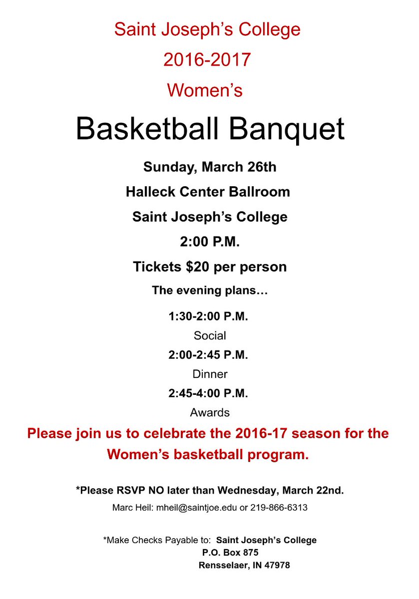 SJCwbball's tweet photo. Our post-season banquet is scheduled for Sunday, March 26th at 2 P.M. We hope to see you there!! https://t.co/HHEKBDHh7x