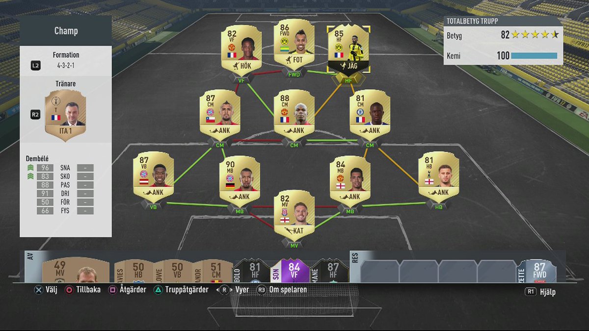 SlushyBoi's tweet photo. @Fuji720pYT mate you have to try this team. switch in game to the 41212 With martial and auba as the strikers and dembele as cam. cheers. https://t.co/SUEkGUWMY0
