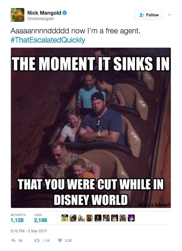 theScore's tweet image. Nick Mangold shares hilarious photo of his reaction to Jets release 😂 thesco.re/2mjG6Dr