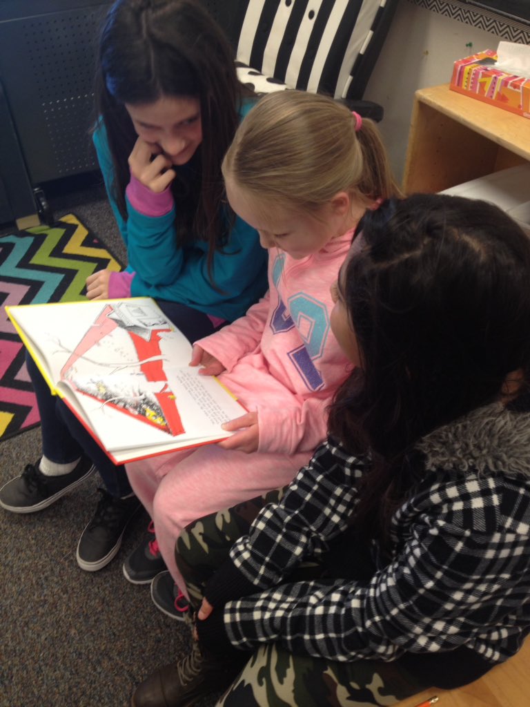 emeKing5th's tweet photo. Reading Dr. Seuss stories with 3rd grade buddies #jordandistrict #utedchat @sandeeteach https://t.co/zKzgPMSu8I