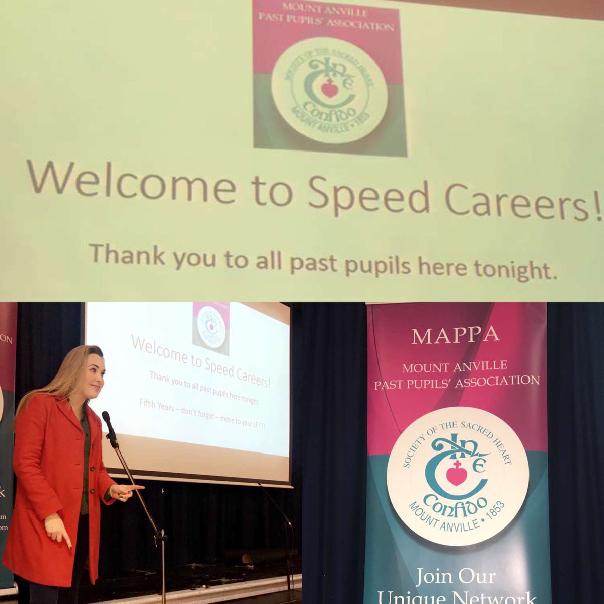 rach_egan's tweet photo. Many thanks to @MountAnvillePPA for organising a super careers event tonight. Great to be back in the old alma mater! #InTeConfido https://t.co/UkTpoGkGiS