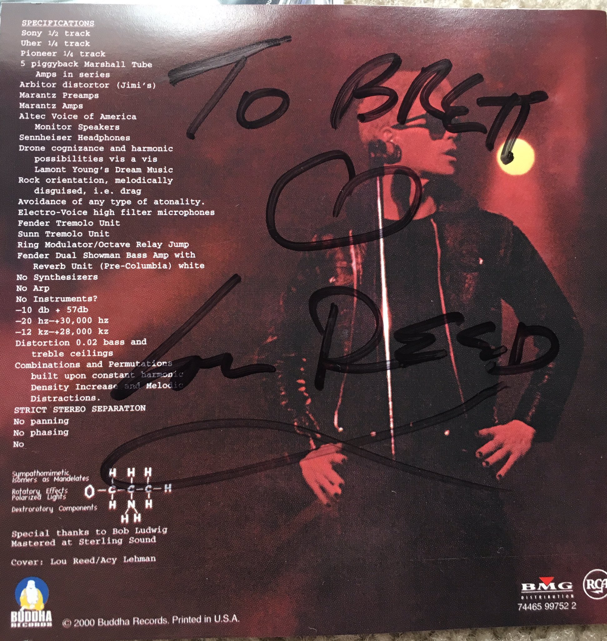 Lou Reed autographed my copy of METAL MACHINE MUSIC - who cares if he misspelled my name?
Happy birthday, Lou. 