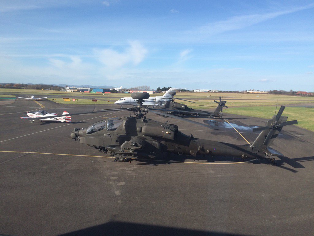 GlosAirport's tweet photo. Typically eclectic day @ArmyAirCorps #apache #hawker400a https://t.co/2d04IStiMg