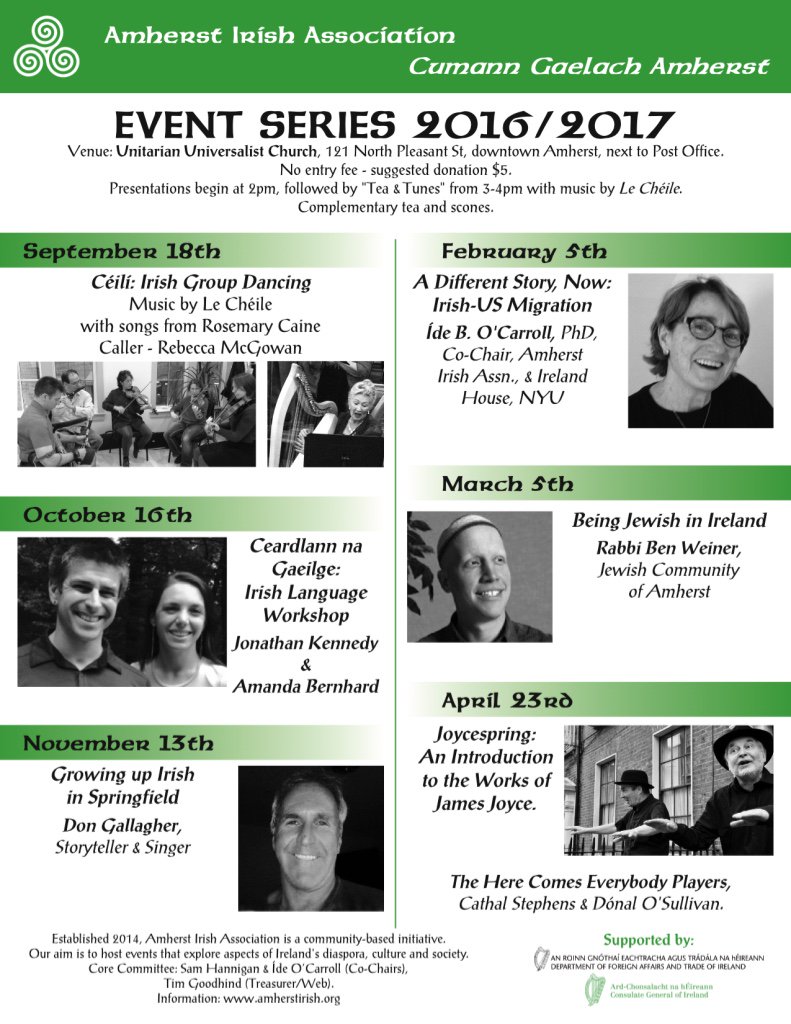 amherstirishMA's tweet image. Pl RT Sun., March 5th, Rabbi Ben Weiner, JCA, presenting-Being Jewish in Ireland.@AmherstCollege @CitizenWald @scottmerzbach @TheBostonIrish