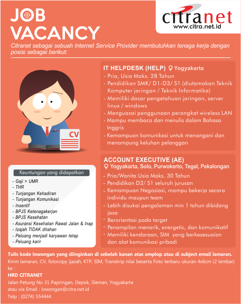 Citranet V Twitter Lowongan Kerja Citranet Segera Kirim Cv Ke Lowongan Citra Net Id Karir Lowkerjogja Jogjaowker Lowongankerja Jogja Solo Purwokerto Https T Co Bv4rghlvgt Twitter