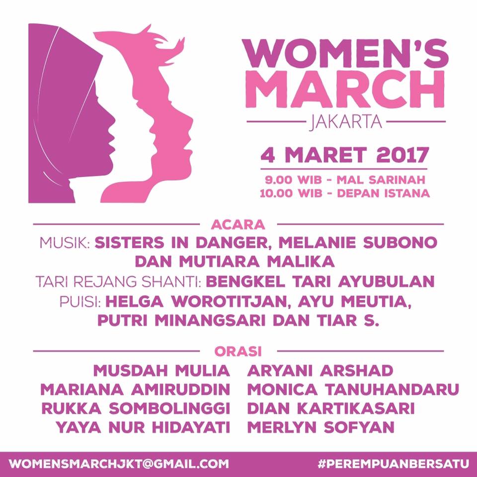 Sisters in Danger (@sistersindanger) on Twitter photo Besok kami, <a href="/melaniesubono/">ATOR Protocolً</a> dkk <a href="/womensmarchjkt/">Women's March Jakarta</a> yg lain akan kumpul di Sarinah & depan Istana Negara, yuk gabung! #IWD2017 #perempuanbersatu Besok kami, <a href="/melaniesubono/">ATOR Protocolً</a> dkk <a href="/womensmarchjkt/">Women's March Jakarta</a> yg lain akan kumpul di Sarinah & depan Istana Negara, yuk gabung! #IWD2017 #perempuanbersatu