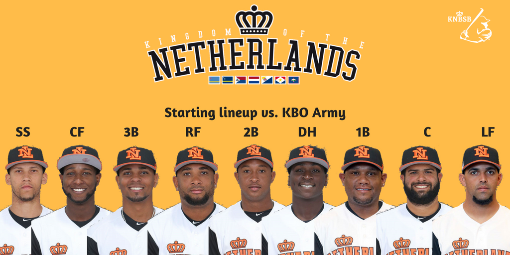 De starting lineup voor #TeamKingdomNL voor de oefenwedstrijd tegen KBO Arm...