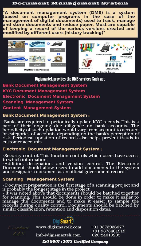 DigiSmartek's tweet photo. #Digismartek
https://t.co/U3LPJvKcLW
#DigitizationServices #DocumentManagementSystem #BankDocumentManagementSystem #KYC #Bank https://t.co/dYUBAtGeRk