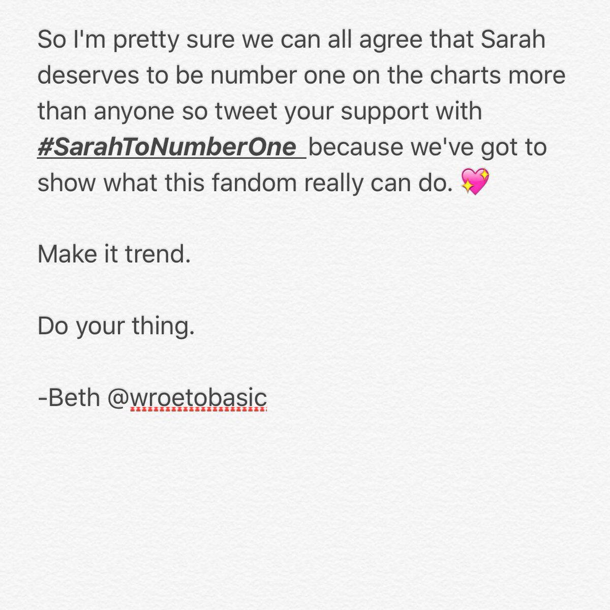 bethloclarke's tweet image. #SarahToNumberOne