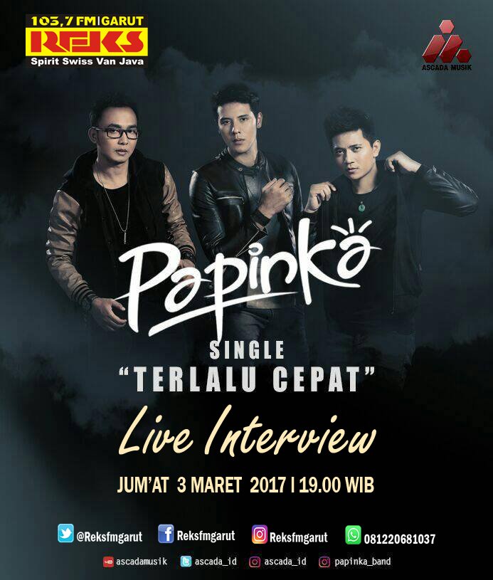 reksfmgarut's tweet photo. Jangan Lupa Mitra Muda #VisitRadio #papinka #newsingle #terlalucepat #ReksFMgarut #papiners #ascadamusik @Papinka_Band @ASCADA_ID https://t.co/XZsMNA3YXF