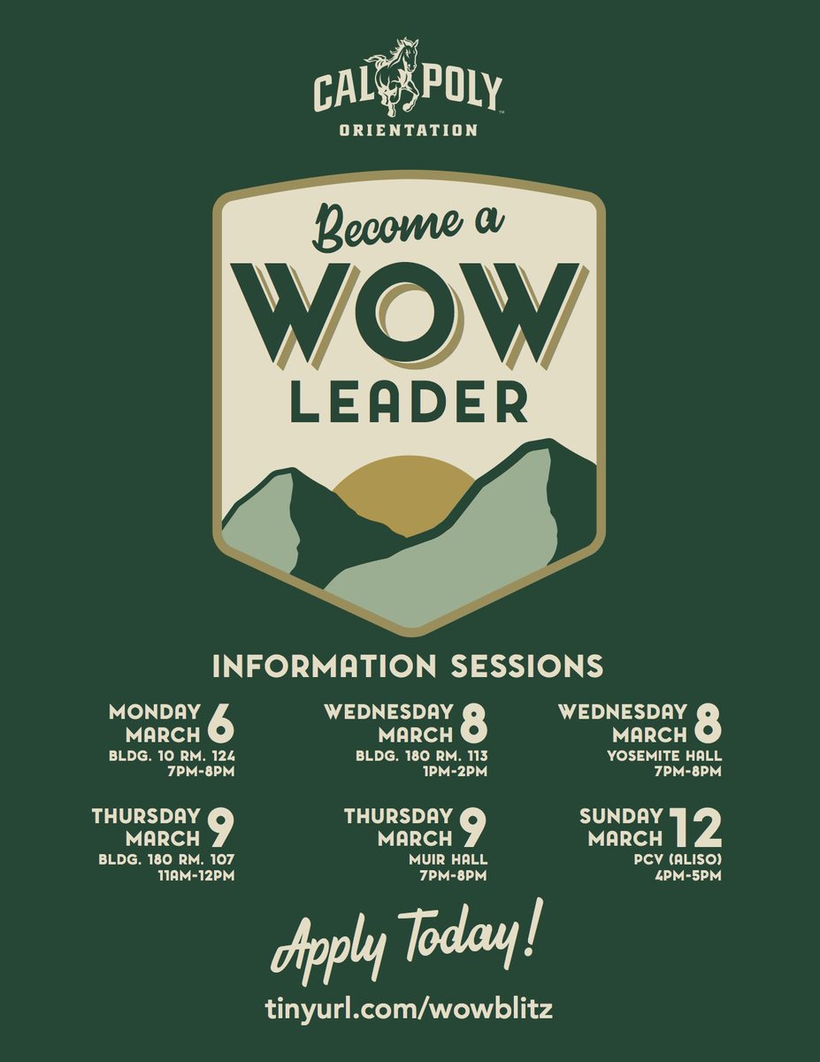 CPOrientation's tweet photo. Come to an Info Session to find out more about becoming a WOW Leader! https://t.co/NA4ntXql3b #WOWBlitz https://t.co/Joo8Biuqi0
