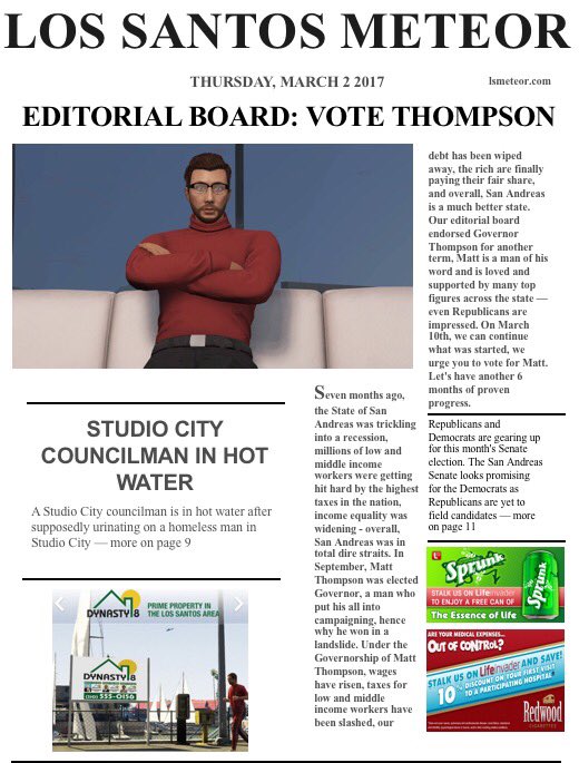 LosSantosMeteor's tweet image. Editorial Board: Vote Thompson #lsmeteor