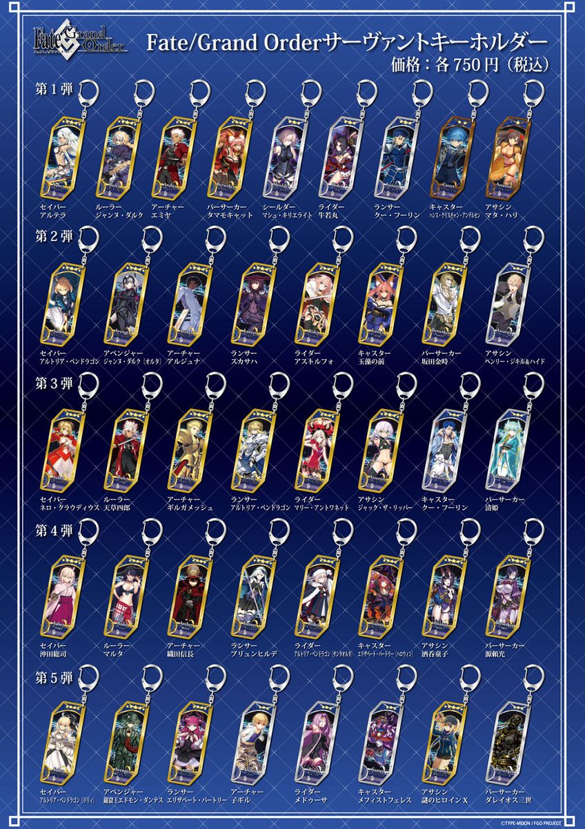 ベルファイン No Twitter 再掲 セガコラボカフェ秋葉原2 セガ秋葉原 5f にて販売中のfate Grand Order サーヴァントキーホルダーの一覧です 在庫状況により売切れの場合もあります ご了解ください 通常商品ですので コラボカフェ様以外でもお買い求め頂け