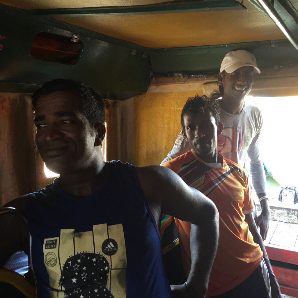 A fishing crew about to set out from Galle Sri Lanka. Six crew, small boat, four weeks, uncertain outcomes.