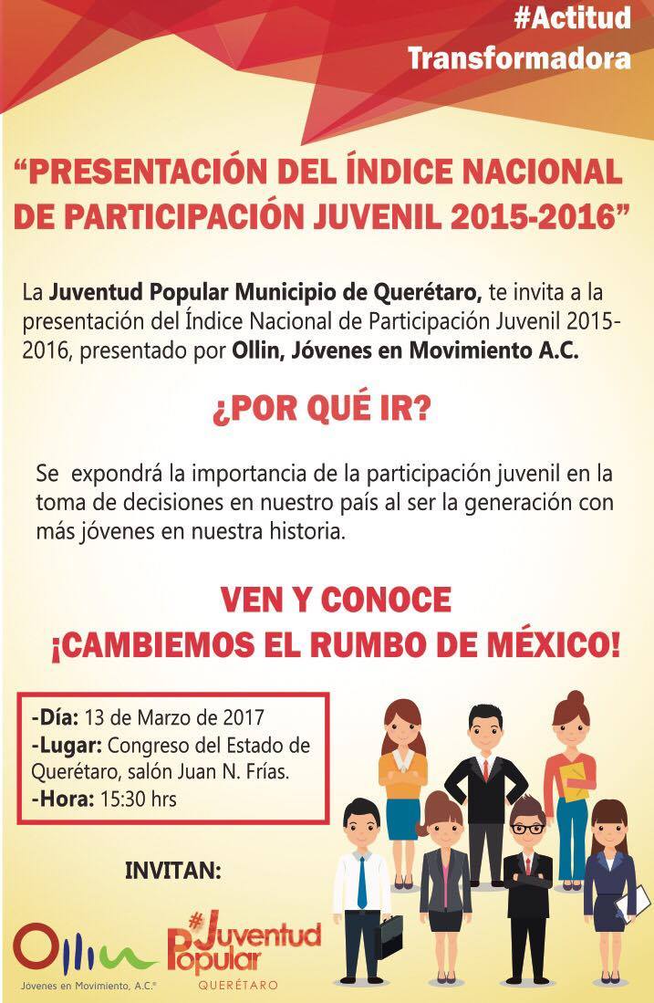 ollinorg's tweet photo. Presentaremos el #INPJ2016 en Querétaro, te esperamos el 13 de marzo a las 15:30hrs 
Más info 👉🏼 https://t.co/zgNZxqM5N3 https://t.co/QTM0JVGILl