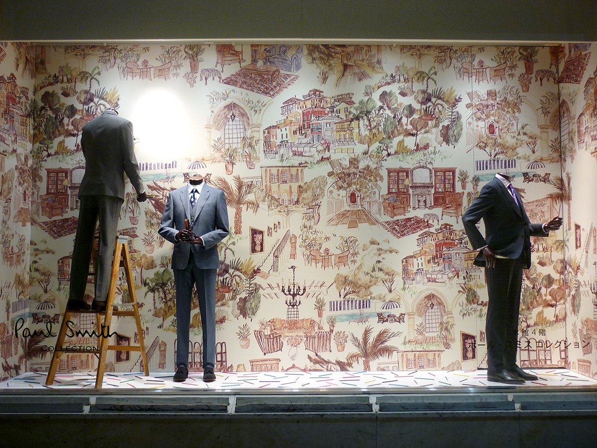 Paul Smith Japan 仙台市 藤崎百貨店本館1階ウィンドウ 今季のpaul Smith Collectionのテーラリングは 光沢感が美しいオルタネイトストライプ柄や絶妙なブルーグレーがおすすめ ポール スミスが旅先で見つけた風景をスケッチしたプリント裏地をあしらっ Paul Smith Japan 仙台市 藤崎百貨店本館1階ウィンドウ 今季のpaul Smith Collectionのテーラリングは 光沢感が美しいオルタネイトストライプ柄や絶妙なブルーグレーがおすすめ ポール スミスが旅先で見つけた風景をスケッチしたプリント裏地をあしらっ