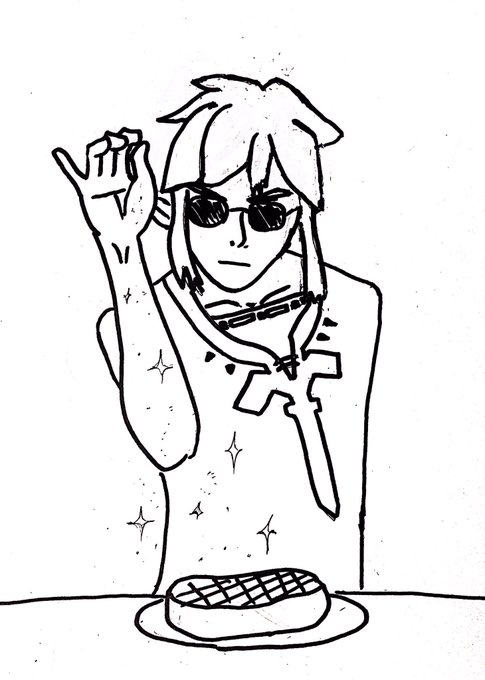 【ゼルダ】焼きケモノ肉に塩味をつけるリンクさんのイラストです 