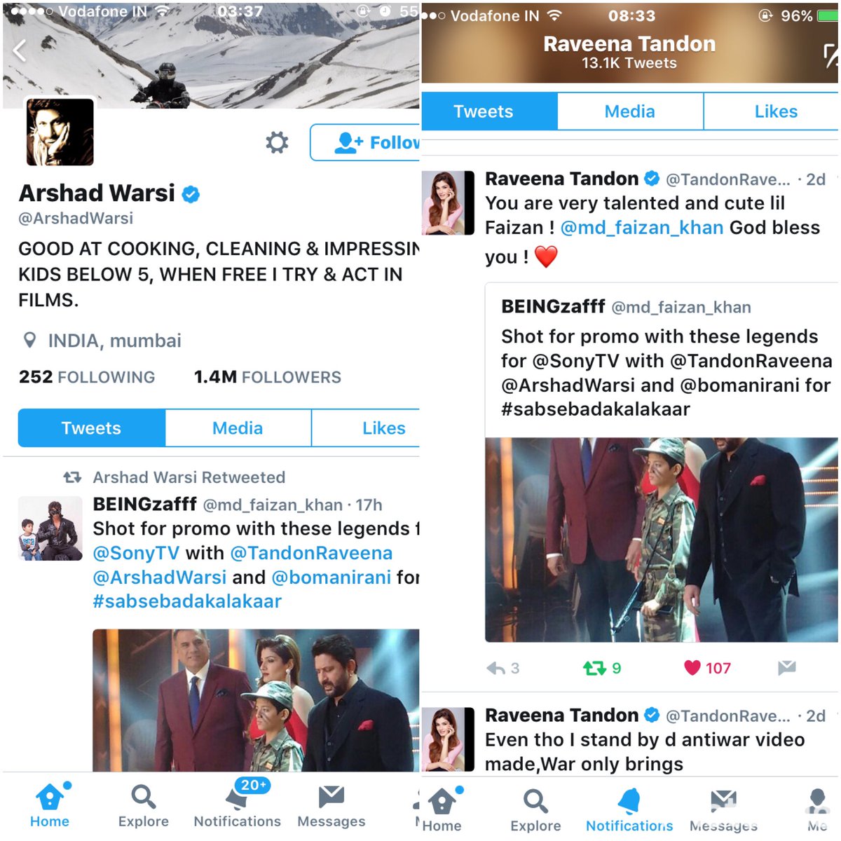 This is the moment when you feel really blessed. <a href="/ArshadWarsi/">Arshad Warsi</a> <a href="/TandonRaveena/">Raveena Tandon</a> legends themselves encouraging you and your talent. Thank you!