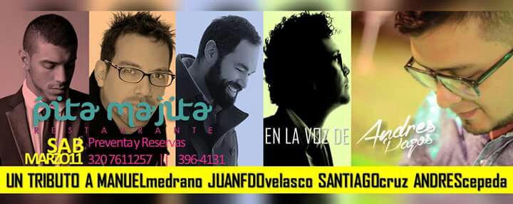 andrespazos's tweet photo. Un tributo a estos grandes de la música los espero. @PitaMajita @cali https://t.co/oYdab73V5K