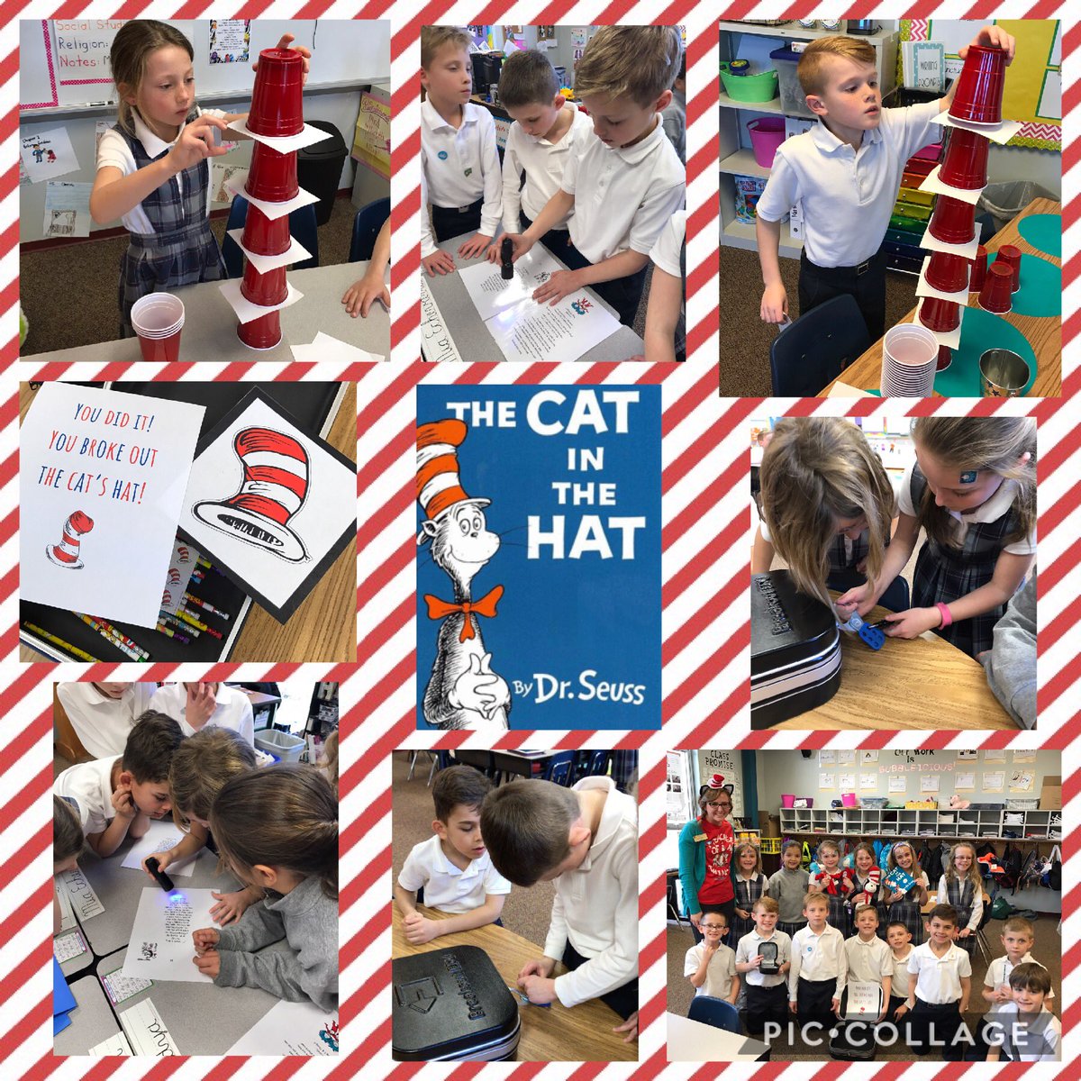 Mrs_HPlummer's tweet photo. Our first #BreakoutEDU was "SEUSS-TASTIC!" We broke out the cat's hat with 4 minutes to spare! #ReadAcrossAmerica #BrainPower 🔐🔓🐱🎩 https://t.co/caHe9VKbdc