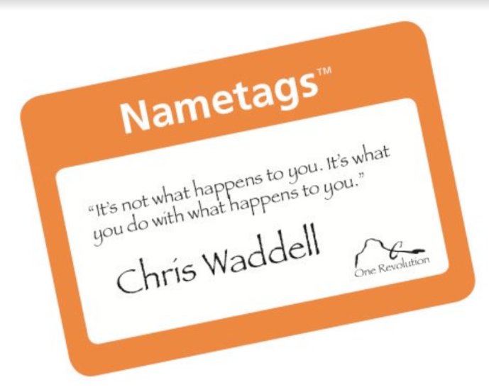 One_Revolution's tweet photo. It's not what happens to you. It's what you do with what happens to you. -Chris Waddell
#nametagsrevolution #whatsyournametag https://t.co/eDYhXHyxTd