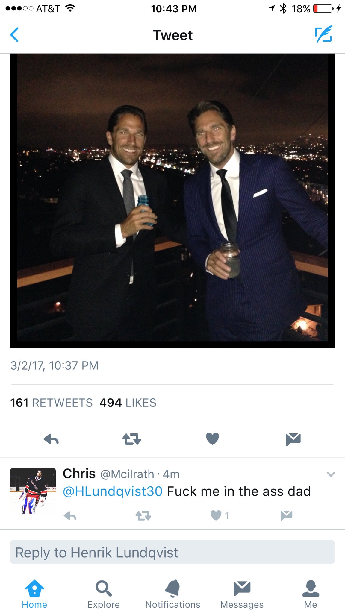 Look at this nice Ranger fan wishing Henrik Lundqvist a Happy Birthday 