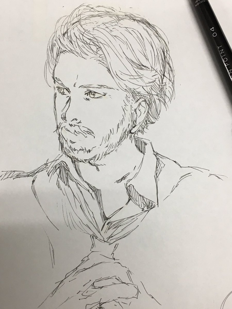 お昼の落書き(黒ペン) 
