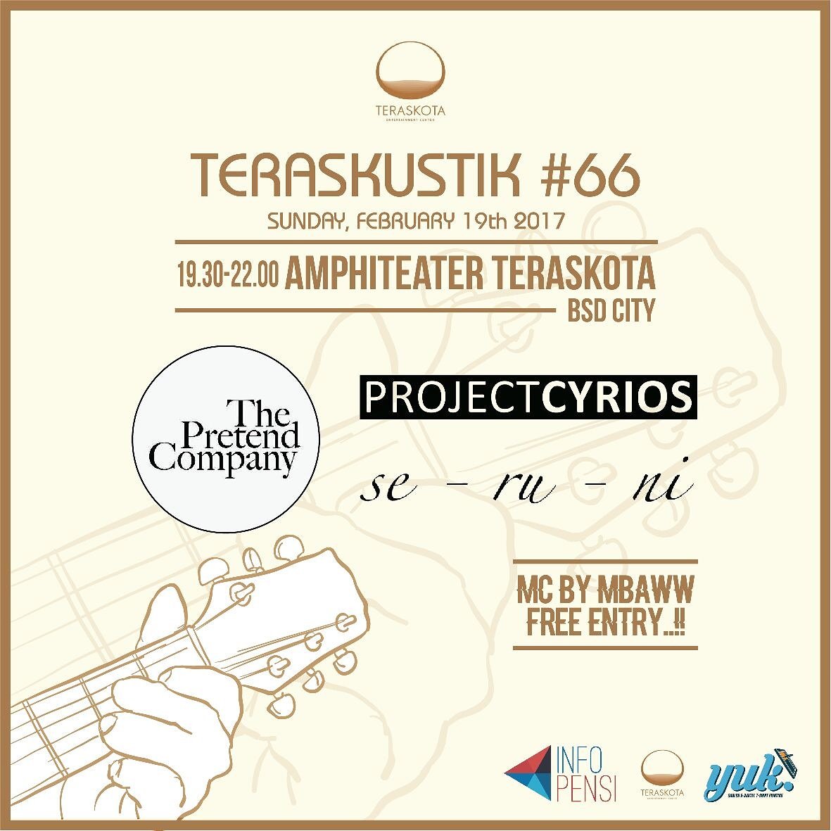 Malam ini! #Teraskustik bersama <a href="/ProjectCyrios/">Project Cyrios</a> @pretendco &amp; Seruni pukul 19.30-22.00 di <a href="/TeraskotaBSD/">Teraskota BSD</a> see you!
