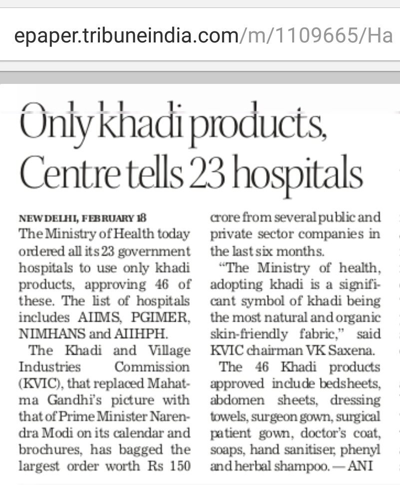 vgambala2's tweet photo. @PMOIndia @narendramodi @AmitShah
Wish @JPNadda/@FinMinIndia example is followed by all @BJP4India states
#Khadi
#KhadiModified https://t.co/HD94HttoEw