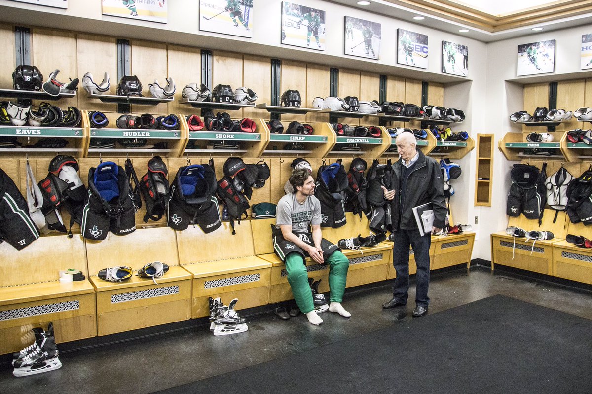 Proud to say my father Ian has returned home from his cancer treatment. So great to see <a href="/TheVoiceDS/">Dave Strader</a> back at the rink. True warriors. #salute