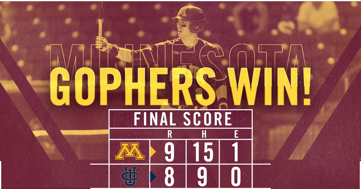 GopherBaseball's tweet photo. #Gophers win their first game of the 2017! 〽️⚾️ https://t.co/pNrGBJnxr8