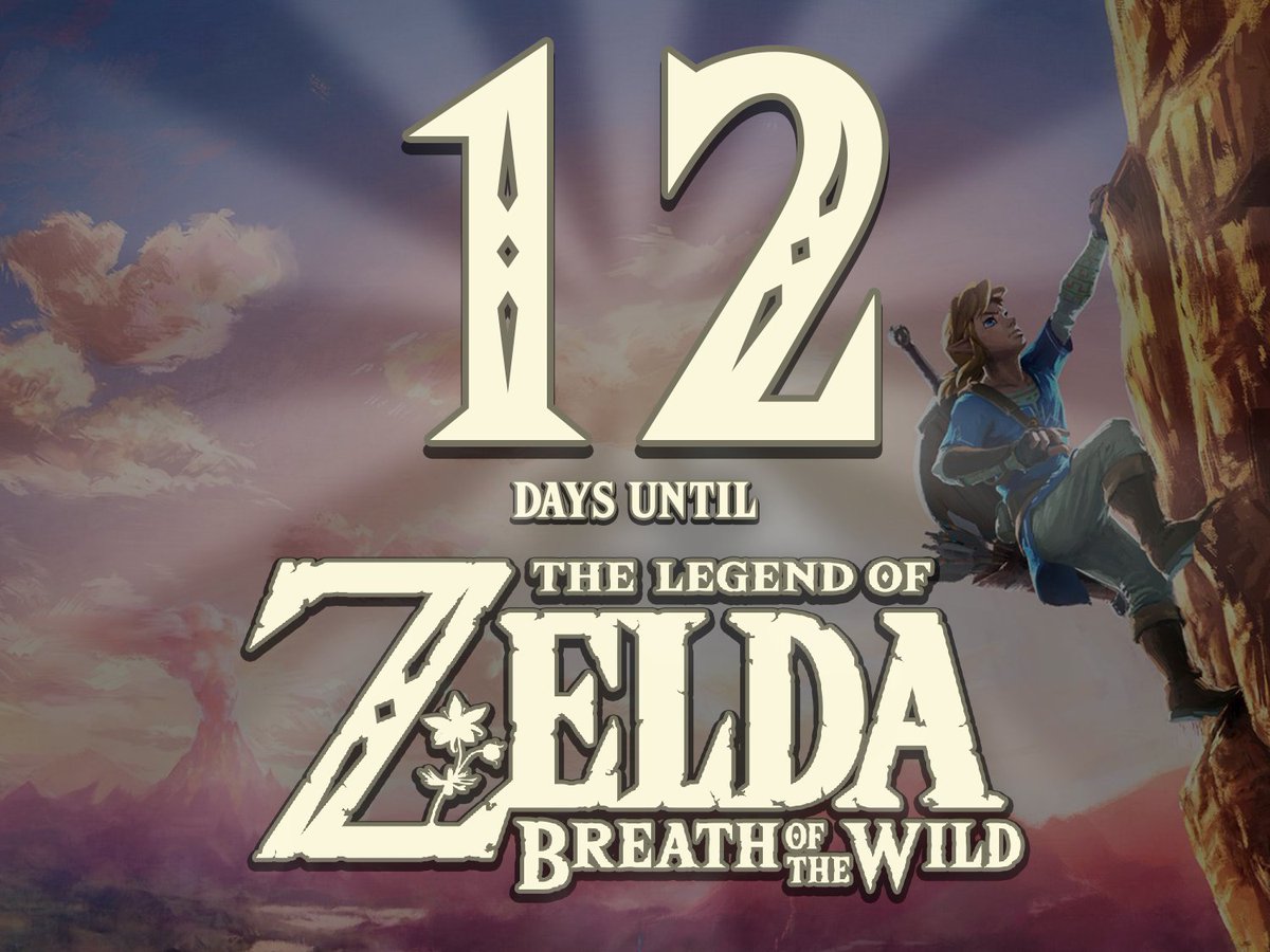 DaysTilZelda's tweet photo. The Legend of Zelda - Breath of the Wild will be released in 12 Days! https://t.co/fdU79dAELp