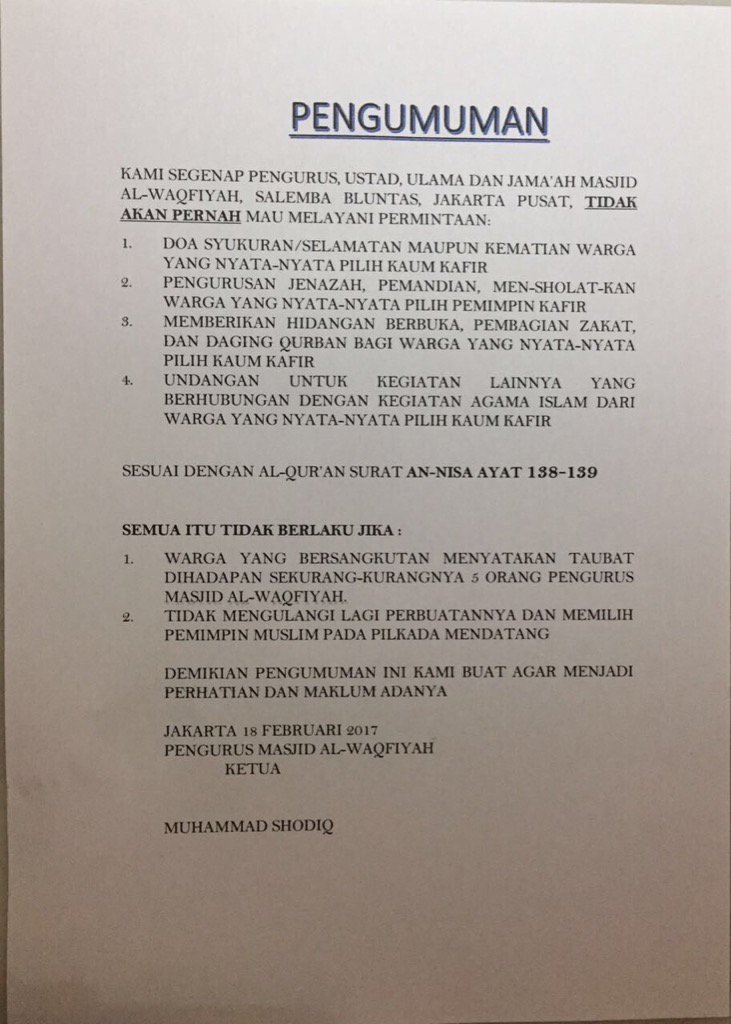 Beginikah cara menggunakan agama utk memenangkan pillkada?