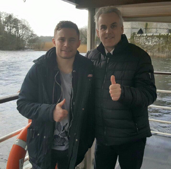 Carl Frampton enjoying a cruise on Lough Corrib with Patrick. corribcruises.com
