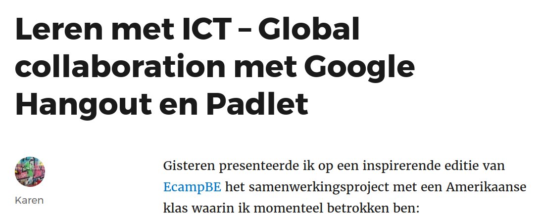 karenvdc's tweet photo. Ik presenteerde op #edcampMXM het project '@Groenendaal2170 going global'. Mijn ervaringen vind je nu ook via https://t.co/JeaYbd5l76 https://t.co/7afdaWnrBK
