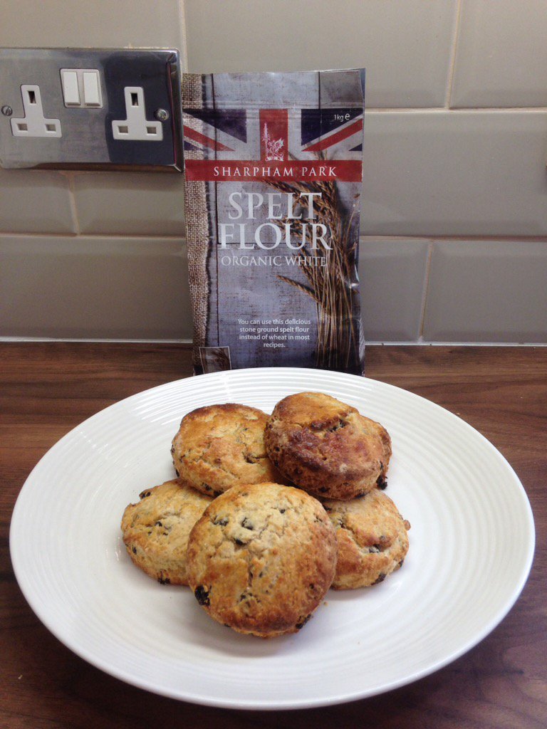 FrodshamWife's tweet photo. Fruit scones without the bloat. Made with @SharphamPark spelt flour and sweetened with Xylitol #bakingwithspelt https://t.co/nU7eA7DlFp