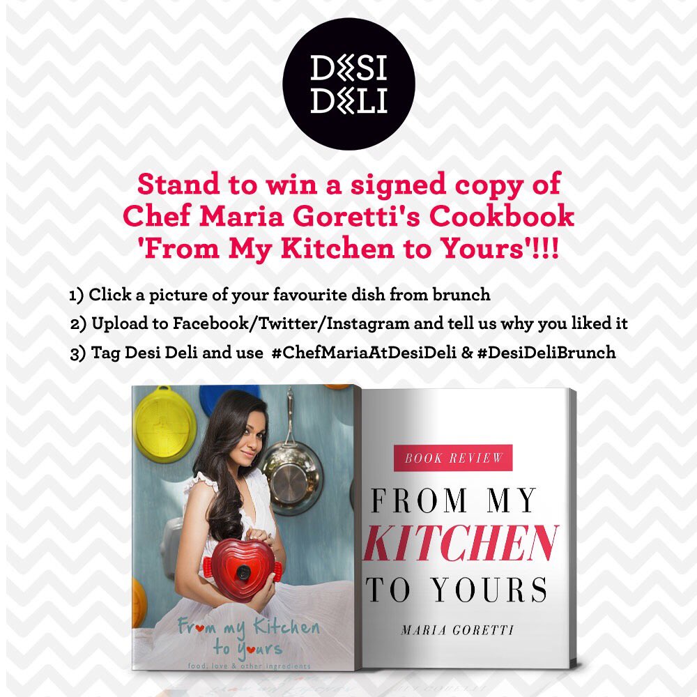 thedesideli's tweet photo. For those attending #DesiDeliciousTable @ Desi Deli you can win a signed copy of Chef @mariagorettiz 'From My Kitchen To Yours'!!! https://t.co/2wiyidAUh7