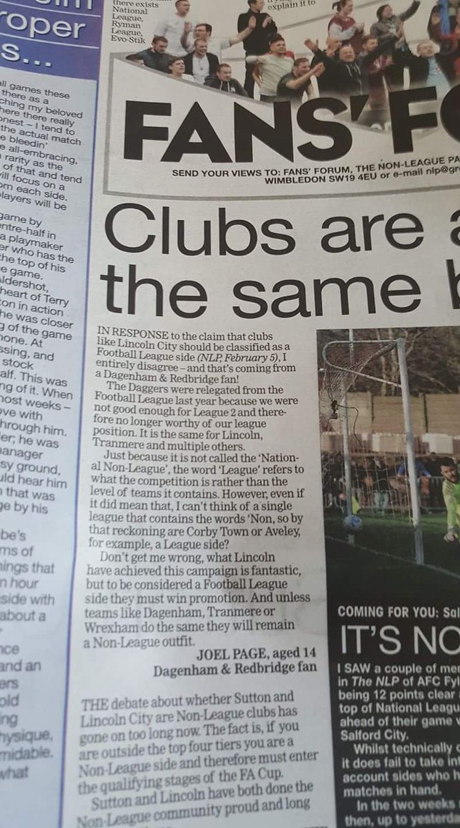 SarahSuddell's tweet photo. Joel's letter in the Non-League paper today https://t.co/C4FB8kYLWE