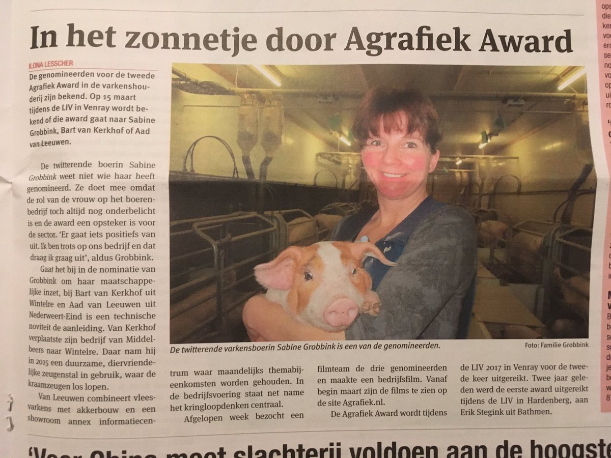 sabinegrobbink's tweet image. In het zonnetje door Agrafiek Award @nieuweoogstnu @IlonaLesscher @varkensbedrijf