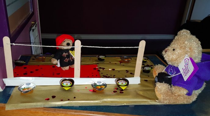 MrBernardBear's tweet photo. But the winner is... Bernard meeting his idol Paddington at the marmalade convention! @nclairport_pi pls DM us your name :) #BernardBearWeek https://t.co/hBa1DQvKlF