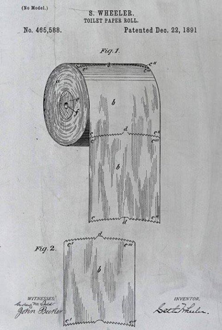 robertoglezcano's tweet photo. The original patent from 1891 for a toilet paper roll shows the correct rolling direction  by @flyosity #innovation https://t.co/114TpfHYkl