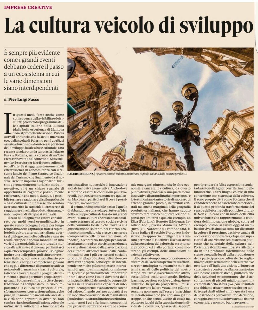 larobbi's tweet photo. Cultura e sviluppo: al di là delle logiche dei grandi eventi per una concezione ecosistemica @PierLuigiSacco https://t.co/uTPL0QOpeU